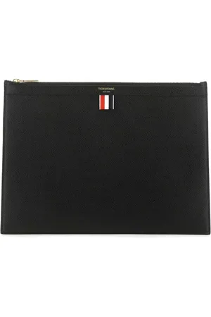 Thom Browne Tassen, Heren, Zwart, ONE Size, Leer, Stijlvolle Zwarte Leren Documententas