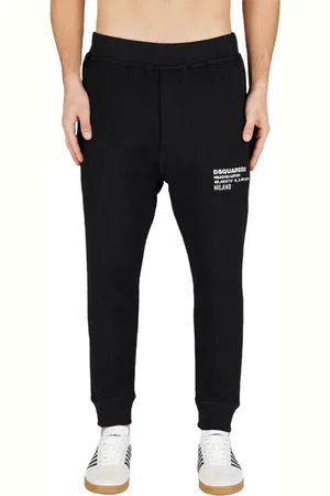 Dsquared2 Broeken, Heren, Zwart, S, Katoen, Joggingbroek met witte print