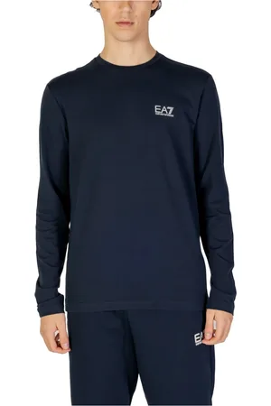 EA7 Tops, Heren, Blauw, S, Katoen, Long Sleeve Truien