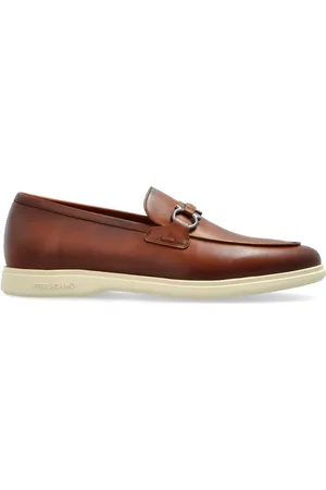 Salvatore Ferragamo Schoenen, Heren, Bruin, 41 EU, Leer, Casual Loafer met Gancini Ornament