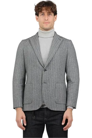 Circolo Jassen, Heren, Blauw, L, Katoen, Gestreepte Single-Breasted Blazer van Stof