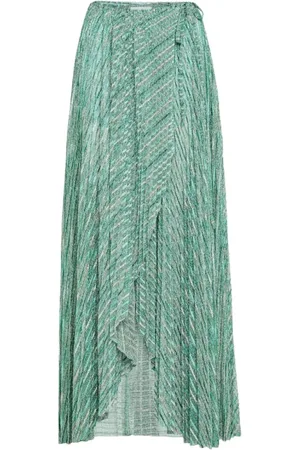 FORTE FORTE Rokken, Dames, Groen, M, Polyester, Emerald Lurex Maxi Rok