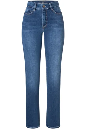 Mac Jeans, Dames, Blauw, L, Katoen, Blauwe Straight-Leg Jeans