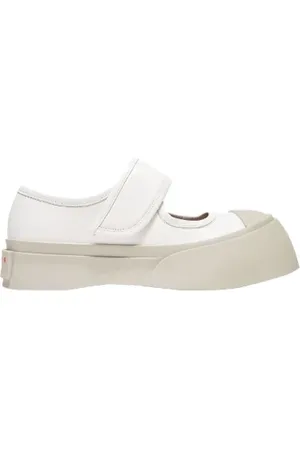 Marni Schoenen, Dames, Wit, 37 EU, Leer, Mary Jane Leren Ballerina`s