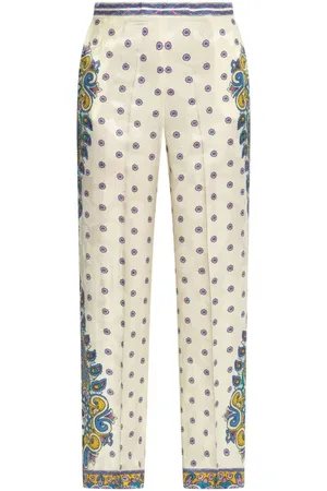 Etro Broeken, Dames, Wit, 2Xl, High-waisted slim fit broek met paisley print
