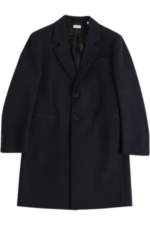 Burberry Mantels, Heren, Blauw, L, Wol, Marineblauwe wollen jas