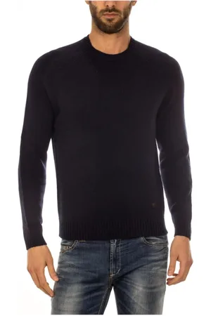 Emporio Armani Truien, Heren, Blauw, XS, Wol, Gezellige Gebreide Trui
