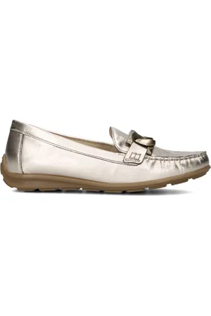 Gabor Schoenen, Dames, Geel, 37 EU, Leer, Gouden leren loafers