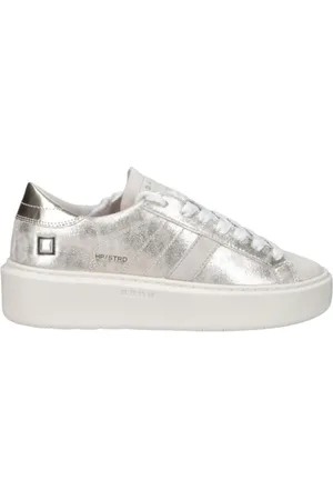 D.A.T.E. Schoenen, Dames, Grijs, 36 EU, Leer, Hill Low Platform Stardust Sneakers