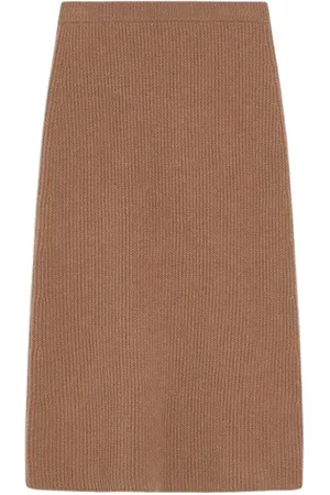 Max Mara Rokken, Dames, , L, Wol, Geribbelde wollen kasjmier rok