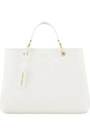 Emporio Armani Tassen, Dames, Wit, ONE Size, Leer, Grote Tote Bag