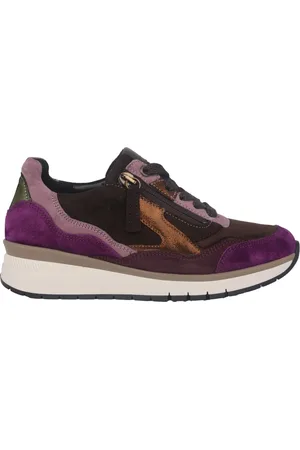 Gabor Schoenen, Dames, Paars, 35 EU, Leer, Wijde Sneaker in Paars Multikleur