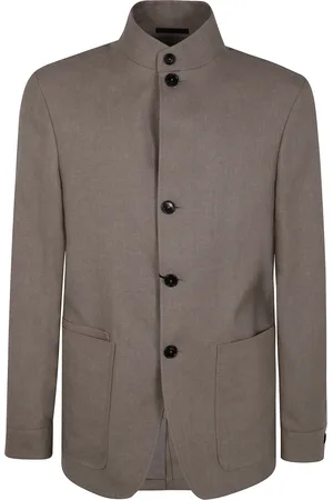 Ermenegildo Zegna Jassen, Heren, Bruin, M, Wol, Linnen Wollen Werkjas