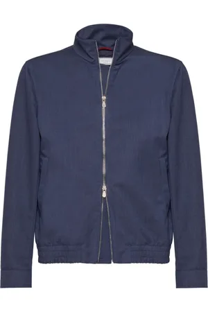 Brunello Cucinelli Jassen, Heren, Blauw, 2Xl, Denim, Blauw Denim Jack met Ritssluiting