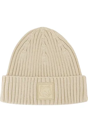 Maison Kitsuné Accessoires, Dames, Wit, ONE Size, Katoen, Vossenhoofd Beanie - Katoen - Wit