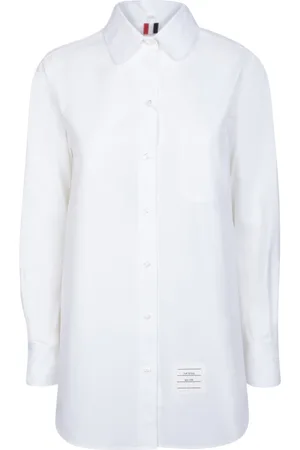 Thom Browne Blouses & Shirts, Dames, Wit, S, Katoen, Camicia Open Back Bia Shirt