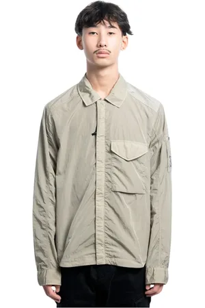 C.P. Company Jassen, Heren, Grijs, M, Nylon, Chrome-R Overshirt met Rits