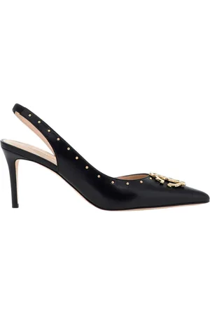 Roberto Cavalli Schoenen, Dames, Zwart, 35 EU, Leer, Luxueuze leren slingbacks