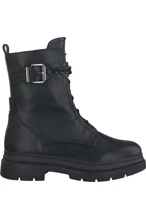 Tamaris Schoenen, Dames, Zwart, 40 EU, Klassieke zwarte veterlaarsjes