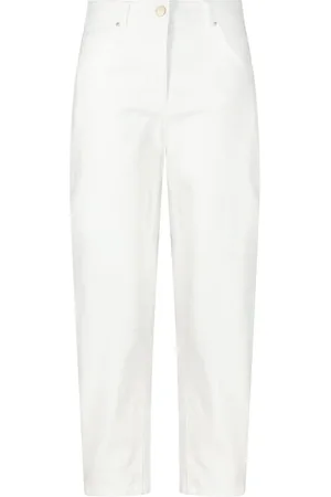 Luisa Cerano Jeans, Dames, Wit, S, Denim, Loose-Fit Cropped Denim Jeans