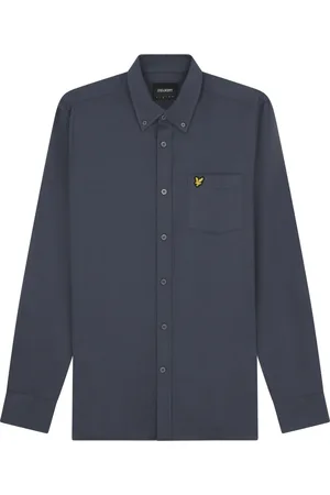 Lyle & Scott Overhemden, Heren, Grijs, M, Effen Flanellen Overhemd