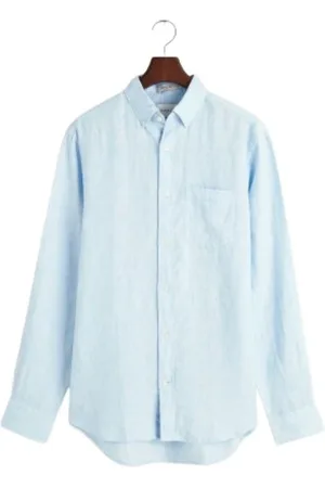 GANT Overhemden, Heren, Blauw, 4Xl, Linnen, Linnen Overhemd
