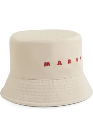 Marni Accessoires, Heren, Wit, M, Katoen, Geborduurde Bucket Hat