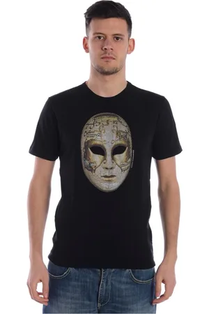 D.A. Daniele Alessandrini Tops, Heren, Zwart, S, Katoen, Muzikale Masker Sweatshirt