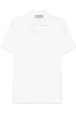 CANALI Tops, Heren, Wit, 3Xl, Katoen, Polo Shirt met Korte Mouwen