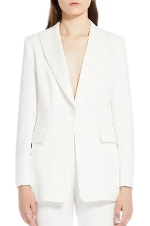 Max Mara Jassen, Dames, Wit, S, Wol, Elegante Pianoforte Blazer