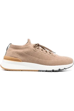 Brunello Cucinelli Schoenen, Heren, , 41 EU, Katoen, Sneakers met veters en logo detail