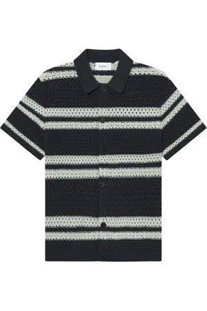 Les Deux Overhemden, Heren, Blauw, L, Blauw Gebreid Shirt Navy