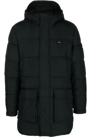Calvin Klein Jassen, Heren, Zwart, L, Nylon, Crinkle Nylon Longlength Quilt