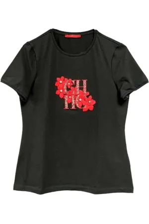 Carolina Herrera Tops, Dames, Zwart, S, Katoen, Fitted Katoen Stretch T-Shirt