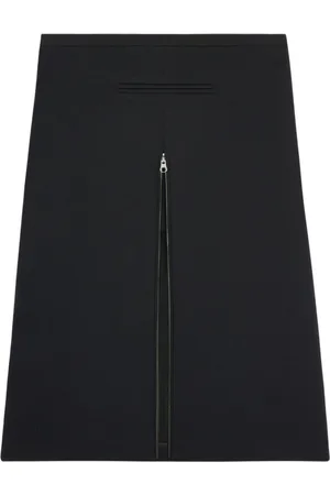 Courrèges Rokken, Dames, Zwart, M, Leer, Midi Rok met Rits aan de Voorkant