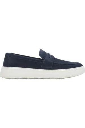 Estro Schoenen, Heren, Blauw, 44 EU, Marineblauwe Genuine Velours Instaploafers