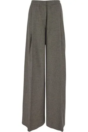 LARDINI Broeken, Dames, Grijs, S, Wol, Wollen broek met wijde pijpen