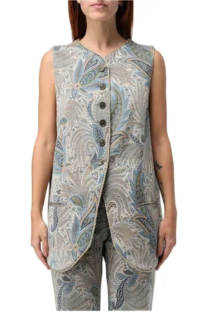Etro Jassen, Dames, Veelkleurig, M, Katoen, Paisley Jacquard Gilet