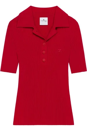 Courrèges Tops, Dames, Rood, M, Polyester, Iconische Polo