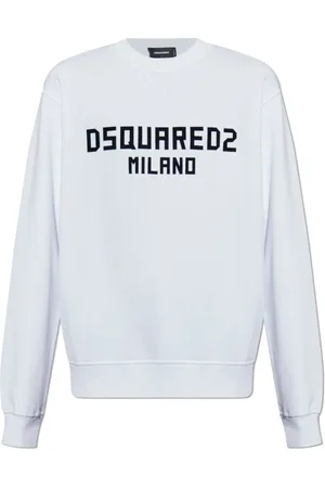 Dsquared2 Sweatshirts & Hoodies, Heren, Wit, M, Katoen, Sweatshirt met logo en fluweelzachte afwerking