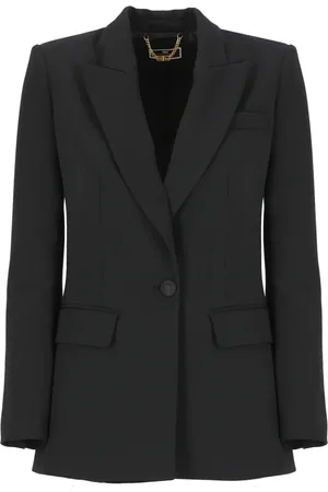 Elisabetta Franchi Jassen, Dames, Zwart, M, Polyester, Single-breasted Blazer