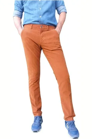 Masons Broeken, Heren, Bruin, L, Katoen, Slim Fit Velvet Katoenen Chino Broek