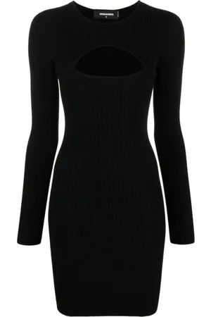 Dsquared2 Kleedjes, Dames, Zwart, L, Zwarte Zwarte Mini-jurk met Cut-out
