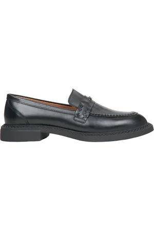 Estro Schoenen, Dames, Zwart, 37 EU, Leer, Zwarte leren loafers