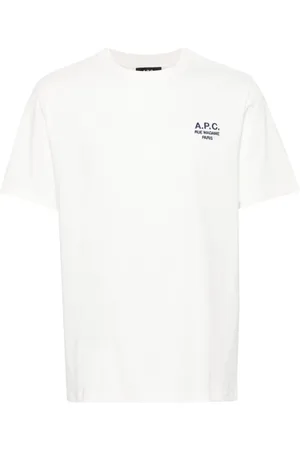 A.P.C. Tops, Heren, Wit, M, Katoen, Cotton Logo Geborduurd T-shirt