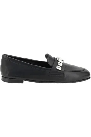 Casadei Schoenen, Dames, Zwart, 36 1/2 EU, Leer, Sprankelende, Versierde Loafers met Blokhak