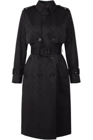 Elisabetta Franchi Mantels, Dames, Zwart, S, Polyester, Jacquard Technische Stoffen Trenchcoat met Riem