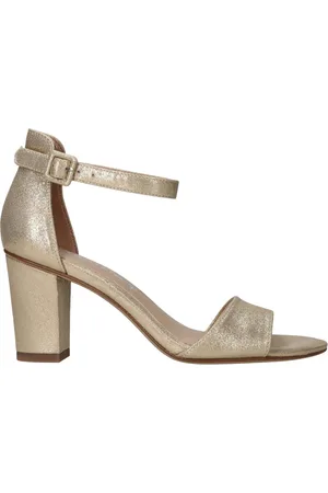 Tamaris Schoenen, Dames, Geel, 36 EU, Suède, Metallic Gouden Sandalette Party Hakken