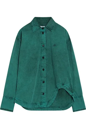 The Attico Blouses & Shirts, Dames, Groen, 3Xs, Katoen, Long Sleeve Drop 2 Shirt