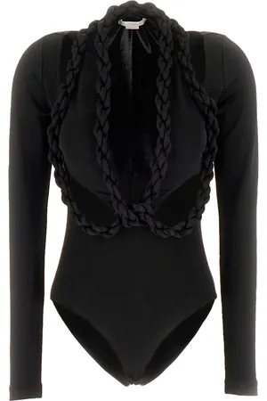 Stella McCartney Tops, Dames, Zwart, S, Diep V-hals Bodysuit met Cut-Out